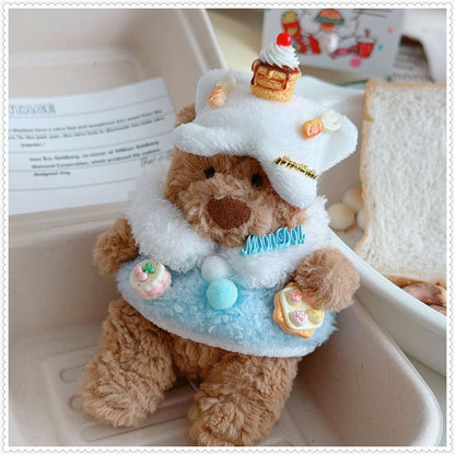 Bartholomew Bear Bag Charm clothes outfits - Cream Top & Blue Pudding Cape
