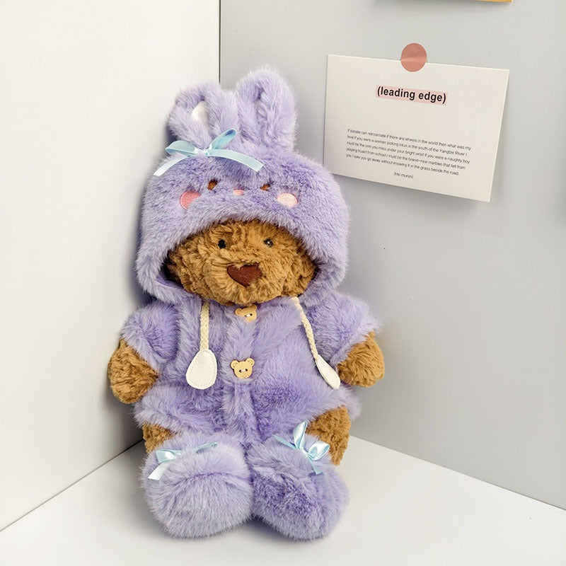 Medium Bartholomew bear clothes outfits - Pink/Purple/Blue Plush Bunny Hooded Jacket