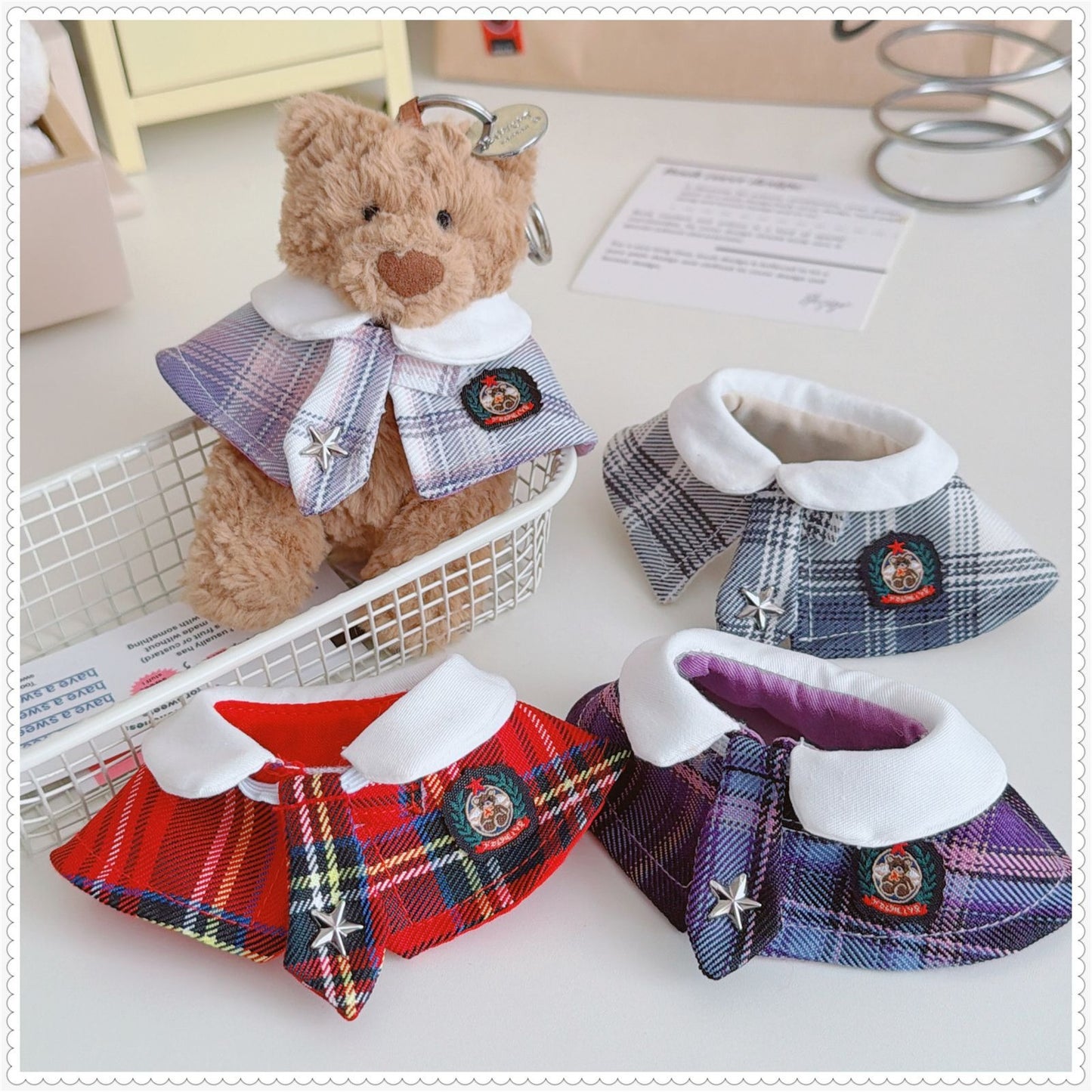 Bartholomew Bear Bag Charm clothes outfits - Plaid Shawl Cape Uniform