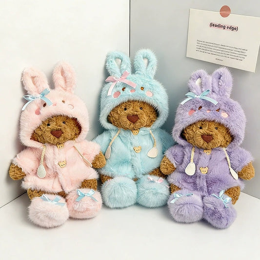 Medium Bartholomew bear clothes outfits - Pink/Purple/Blue Plush Bunny Hooded Jacket