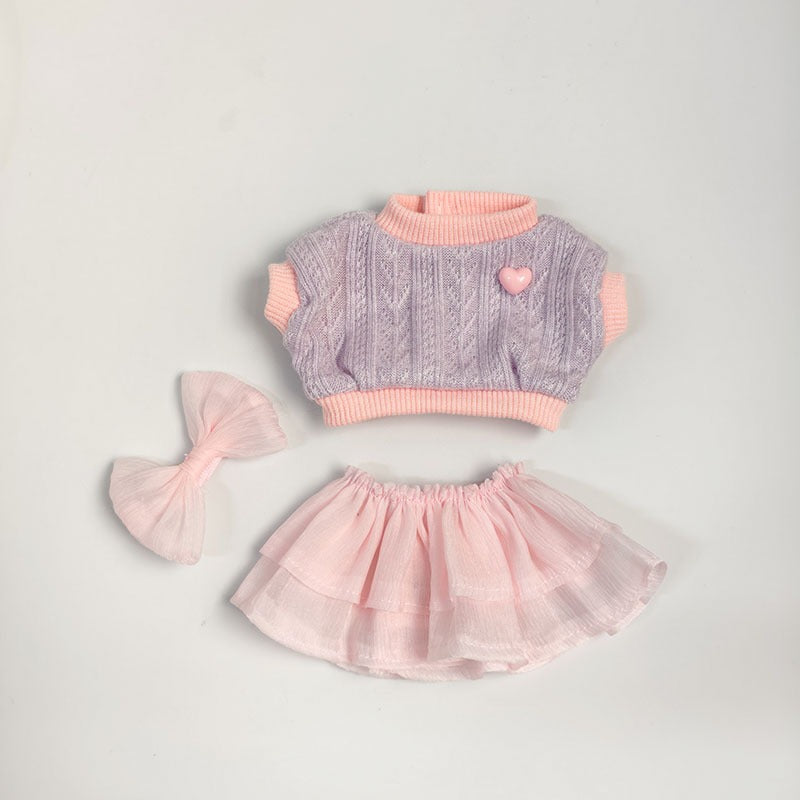Bartholomew Bear/Yummy Bunny clothes outfits - Pink Purple Knit Sweater & Tulle Skirt