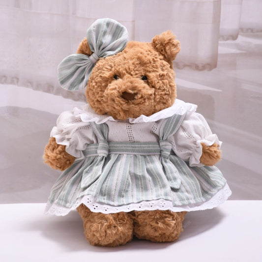 Bartholomew bear clothes outfits - Blue Striped T-Shirt & Shirt Dress Set