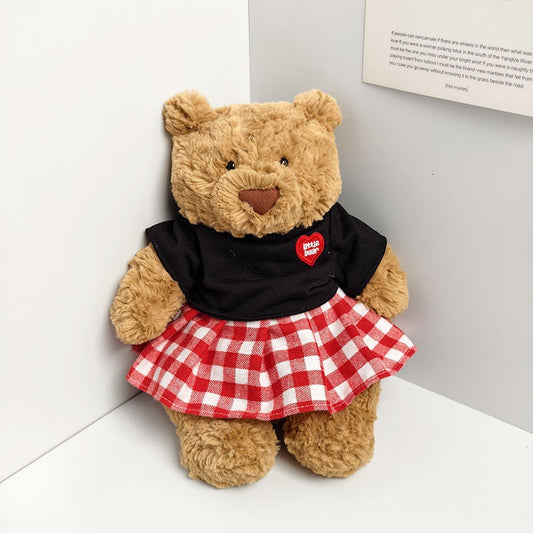 Medium Bartholomew bear clothes outfits - Red Plaid Beret Dress Outfit