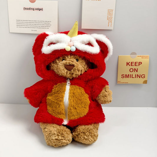 Medium Bartholomew bear clothes outfits - Lion Dance New Year Hooded Coat