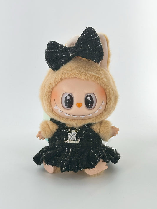 4inch bag charm cute custom clothes outfits - Black logo dress - 053139