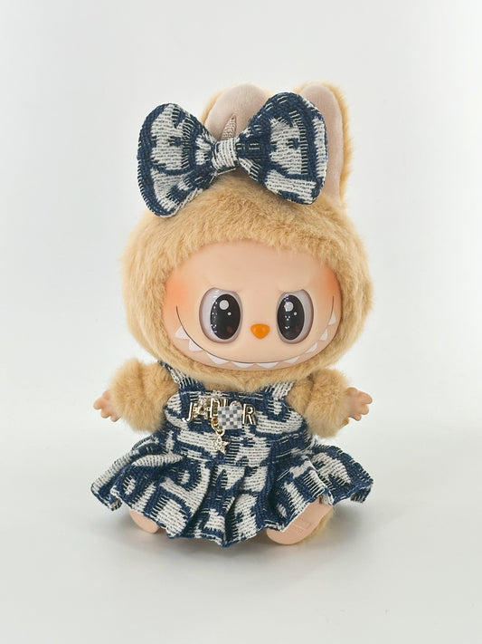 4inch bag charm cute custom clothes outfits - Blue logo dress - 053141