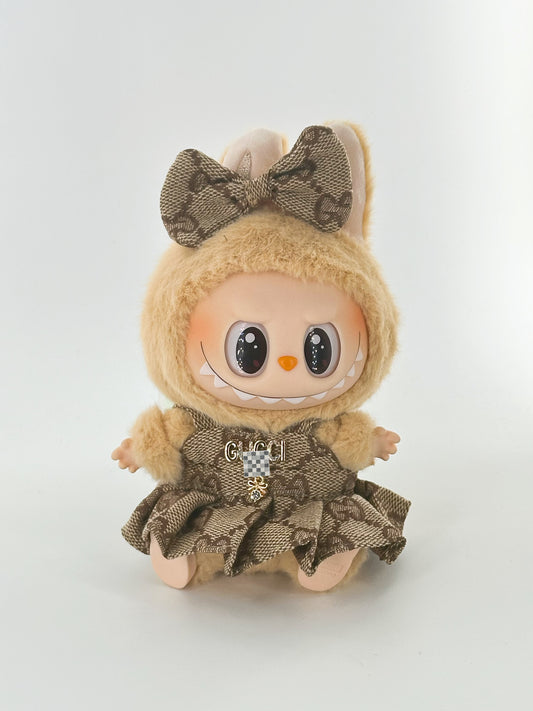 4inch bag charm cute custom clothes outfits - Brown logo dress - 053142