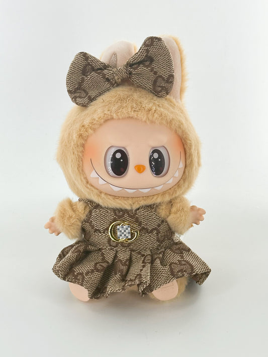 4inch bag charm cute custom clothes outfits - Brown logo dress - 053143