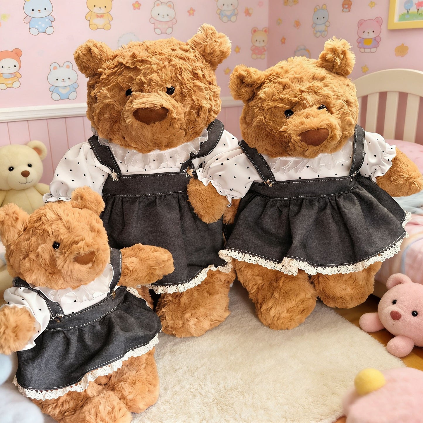 Medium Bartholomew bear clothes outfits - Polka Dot Star Denim Outfit