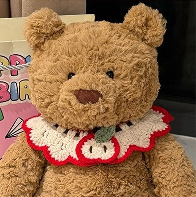 Medium/Large Bartholomew bear Crochet Bib Outfit - Apple Bib