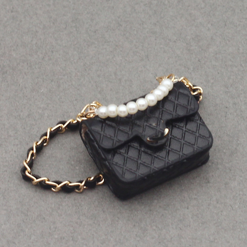 4inch bag charm cute custom bags - Black flap pearl CC bags - 0623B88