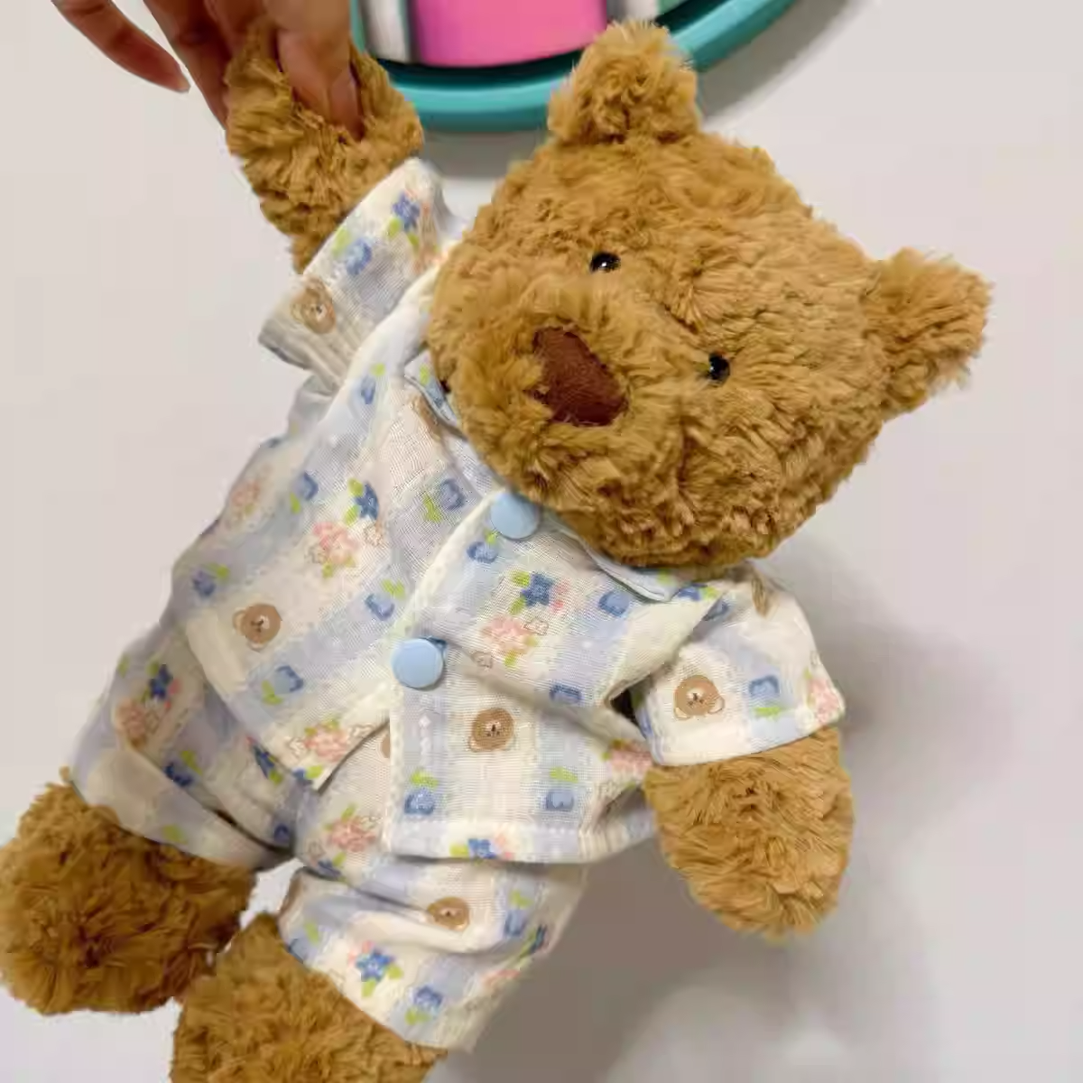 Bartholomew bear cute clothes outfits - Blue stripe sleepwear(tiny/medium/large/huge)