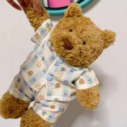 Bartholomew bear cute clothes outfits - Blue stripe sleepwear(tiny/medium/large/huge)