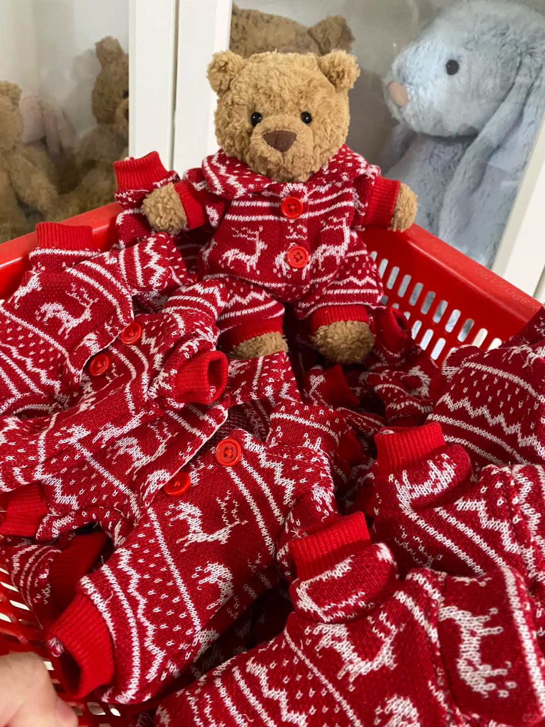 Bartholomew bear cute clothes outfits - Christmas red pajamas(tiny/medium/large/huge)