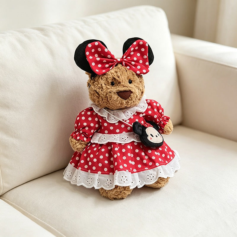 Sweet Strawberry Minnie Garden Dress for Bartholomew Bear Plush – 10-Inch Outfit