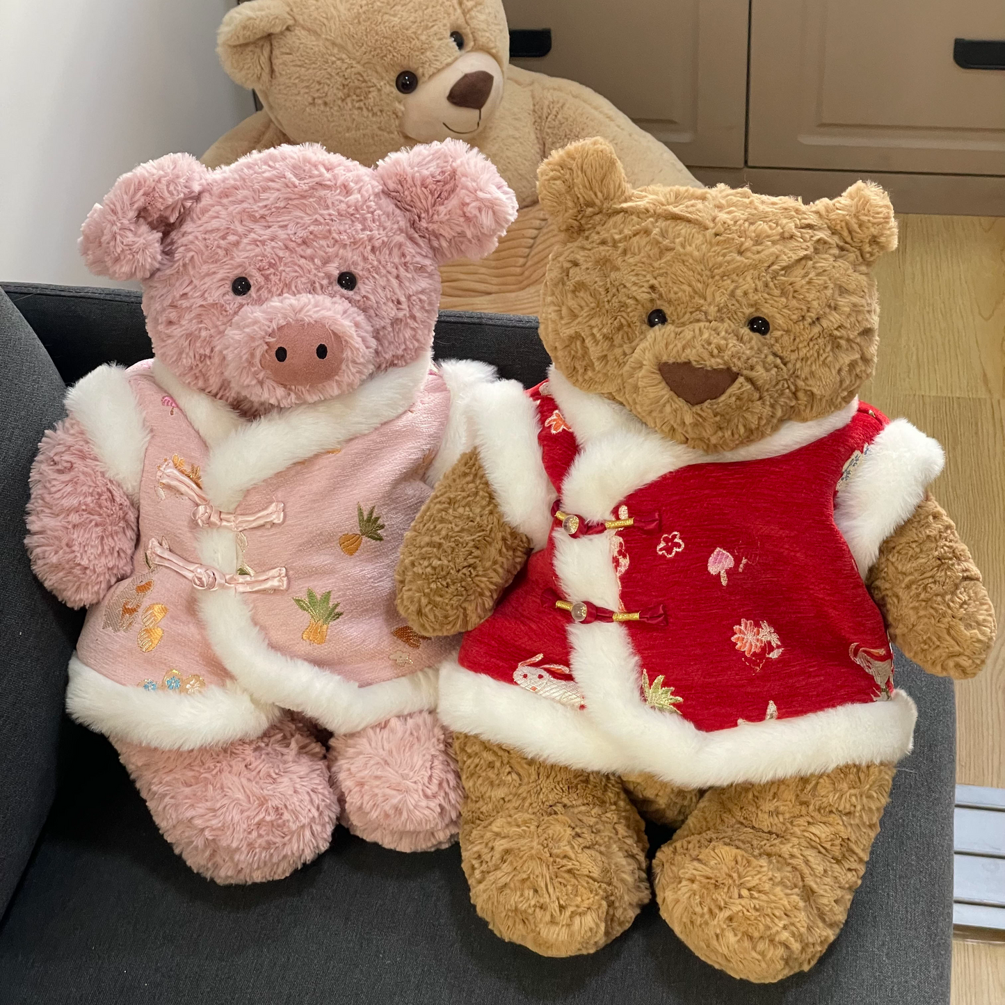 Bartholomew bear cute clothes outfits - Pink Chinese traditional style vest(medium/large/huge)