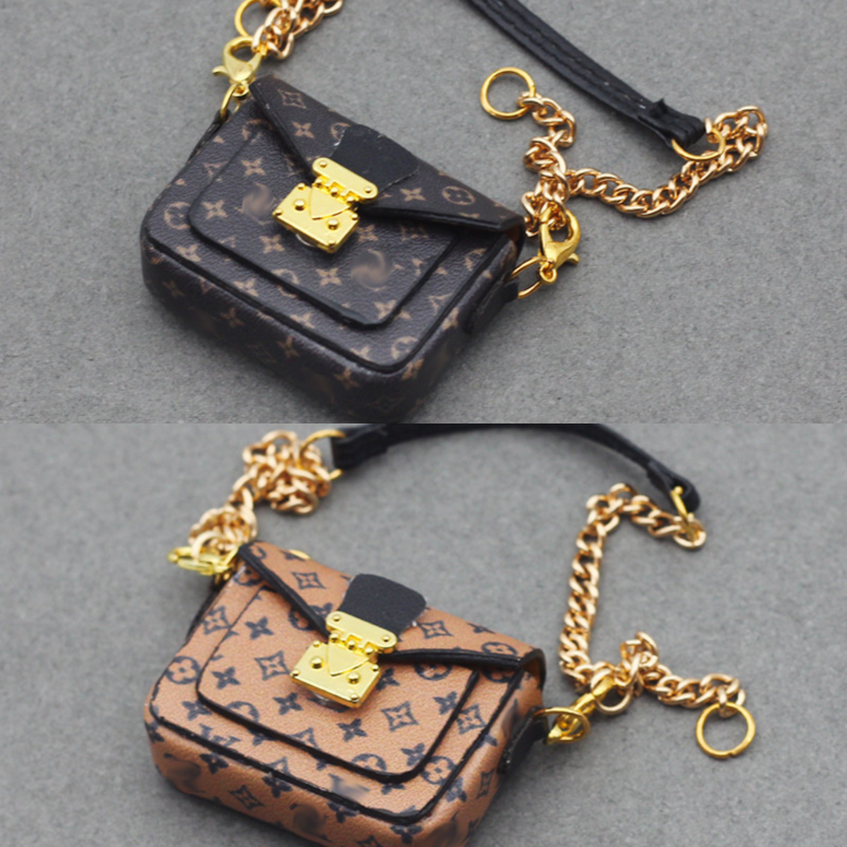 4inch bag charm cute custom bags - dark brown/light brown crossbody bag - 0623B74/0623B75