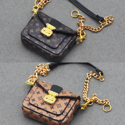 4inch bag charm cute custom bags - dark brown/light brown crossbody bag - 0623B74/0623B75
