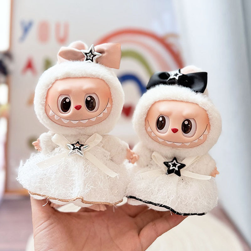 4inch bag charm cute custom clothes outfits - star white dress & bow - 052302/052303