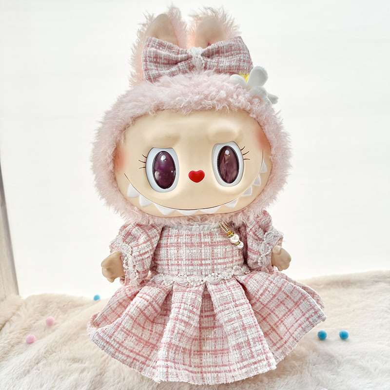 15inch plush cute custom clothes outfits - pink/blue/beige dress