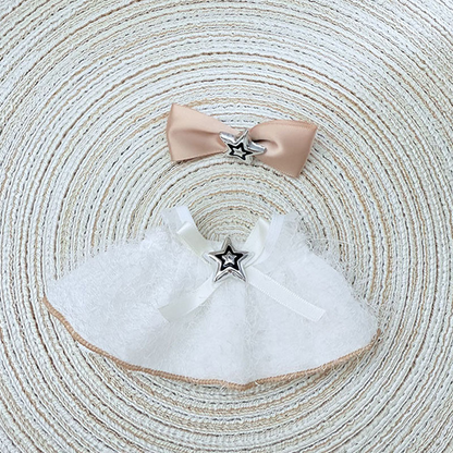 4inch bag charm cute custom clothes outfits - star white dress & bow - 052302/052303