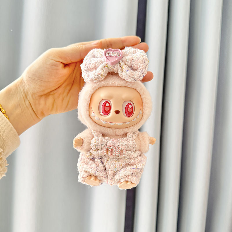 4inch bag charm cute custom clothes outfits - Pink logo dress with heart bow - 0507