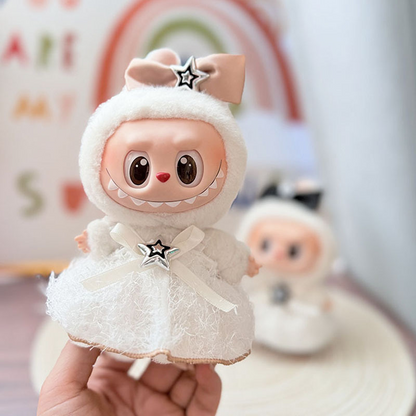 4inch bag charm cute custom clothes outfits - star white dress & bow - 052302/052303