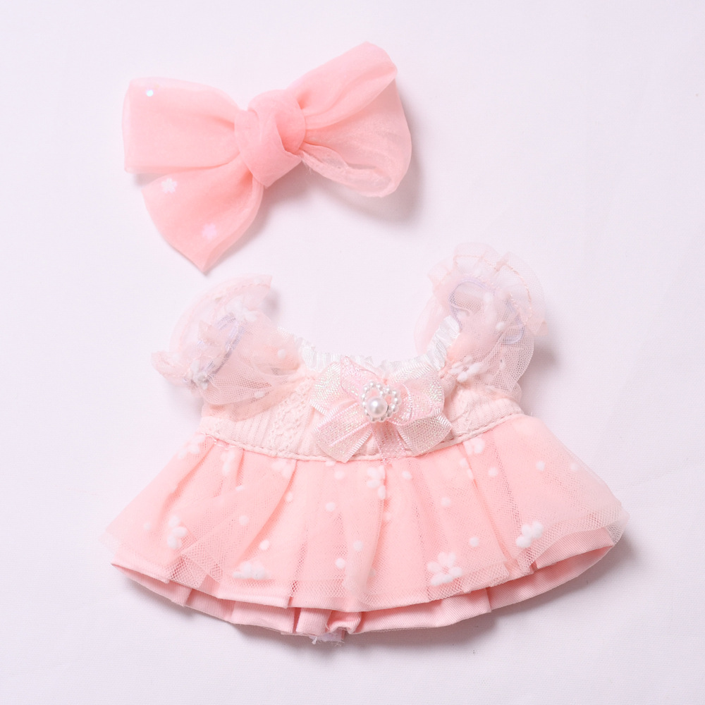 4inch bag charm cute custom clothes outfits - pink flower dress & bow - 0523