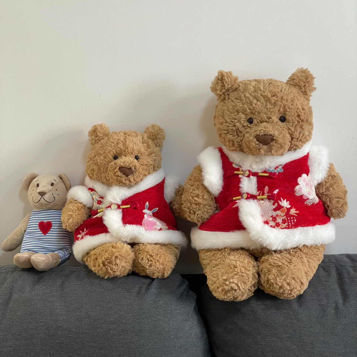 Bartholomew bear cute clothes outfits - Red Chinese traditional style vest(medium/large/huge)