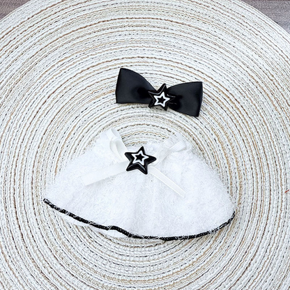 4inch bag charm cute custom clothes outfits - star white dress & bow - 052302/052303