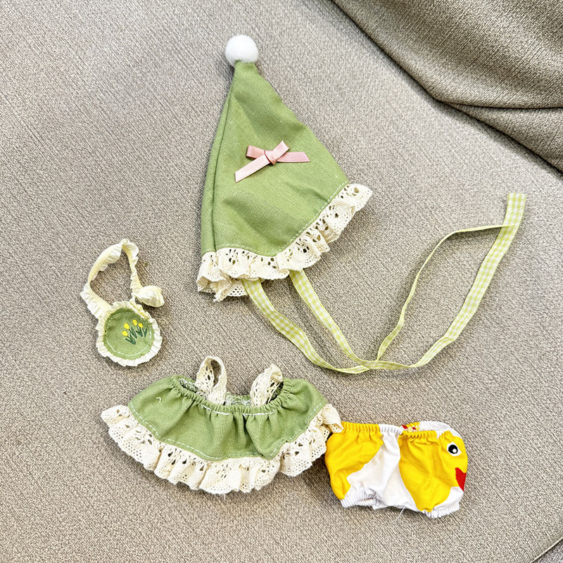 4inch bag charm cute custom clothes outfits - green & pink elf