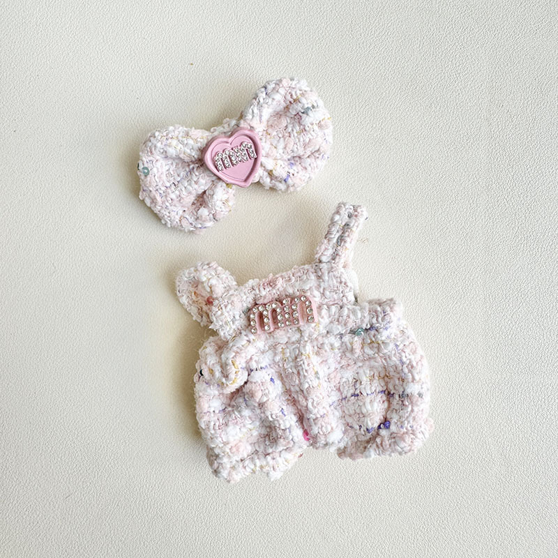 4inch bag charm cute custom clothes outfits - Pink logo dress with heart bow - 0507