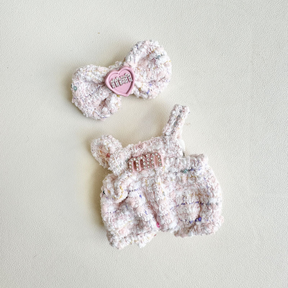 4inch bag charm cute custom clothes outfits - Pink logo dress with heart bow - 0507