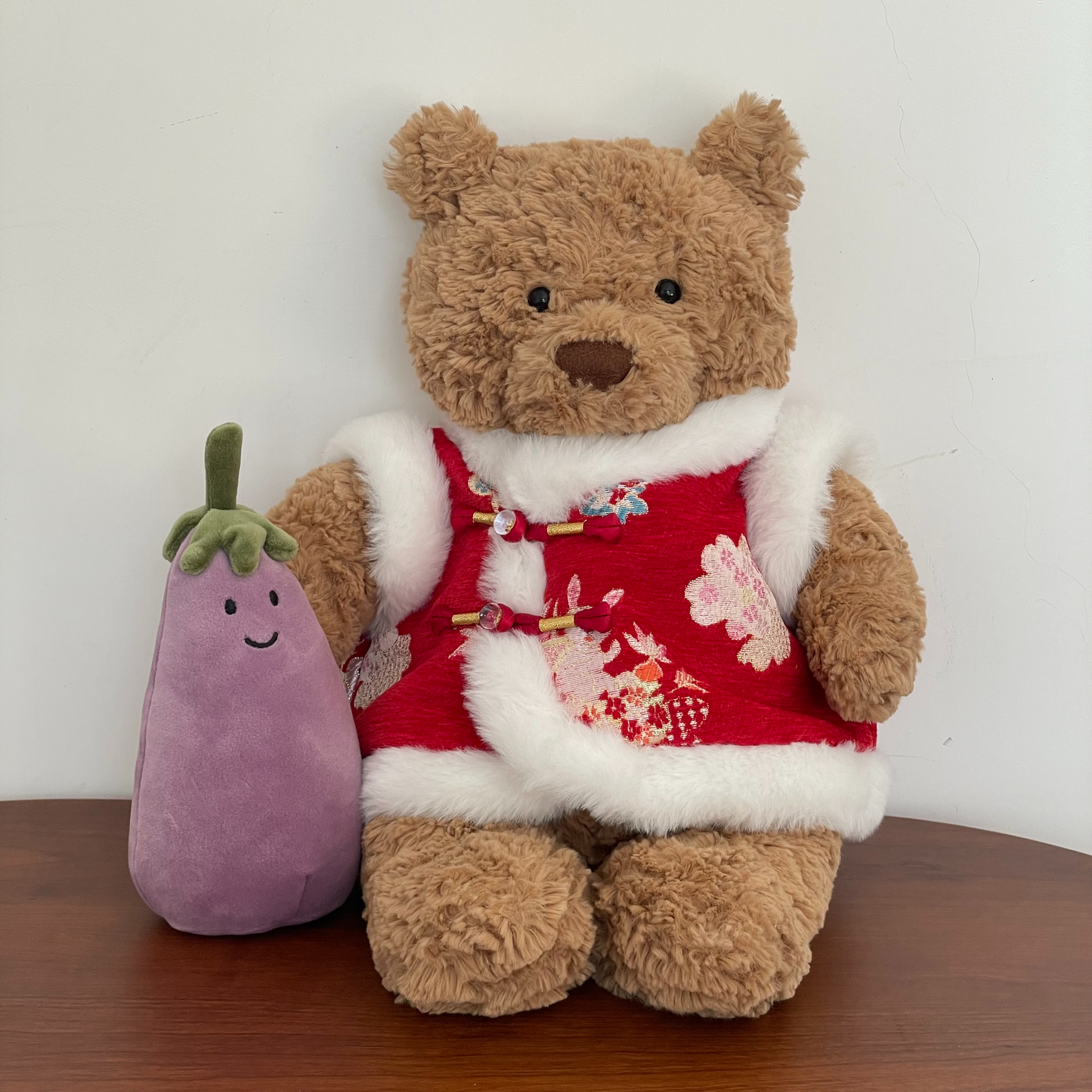 Bartholomew bear cute clothes outfits - Red Chinese traditional style vest(medium/large/huge)