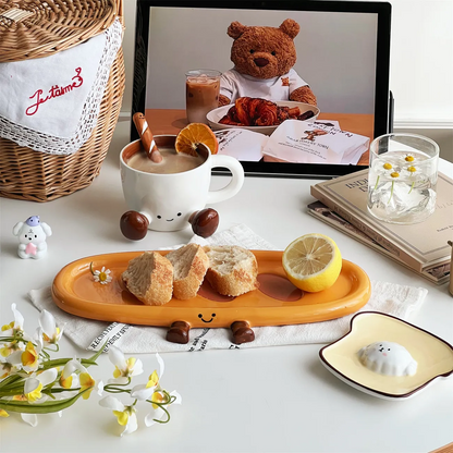 Adorable Ceramic Baguette Plate - Breakfast Snack Tray Fun & Functional Design