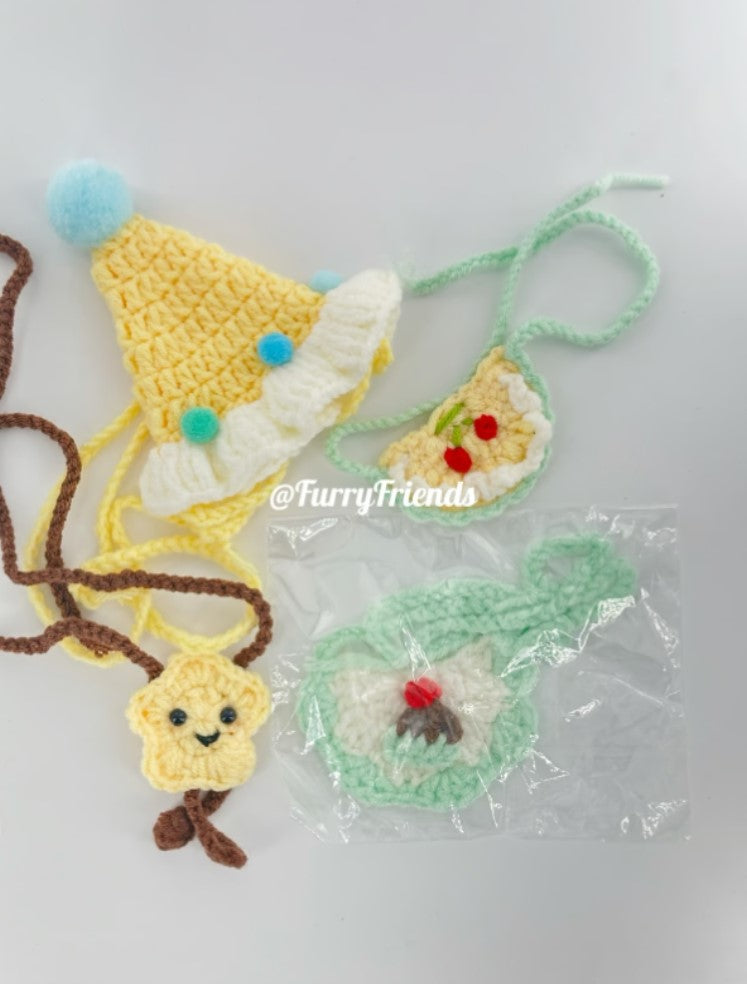 Cute custom crochet clothes outfits set of 4 - fit most small/medium size plush