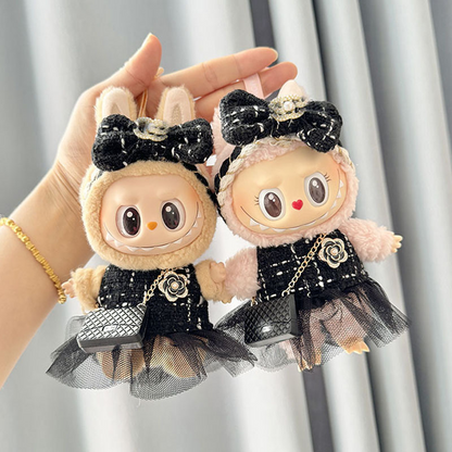 4inch bag charm cute custom clothes outfits - Black dress with bag - 031801