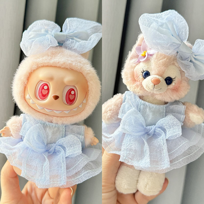 4inch bag charm cute custom clothes outfits - blue dress - 020222