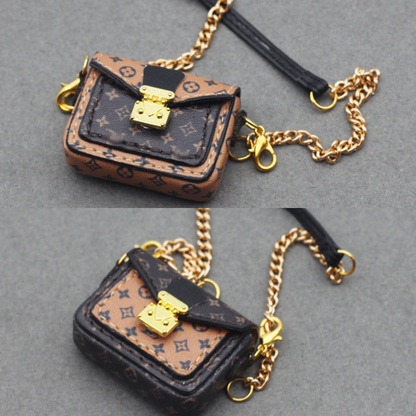 4inch bag charm cute custom bags - dark brown/light brown colorblock crossbody bag - 0623B54/0623B55