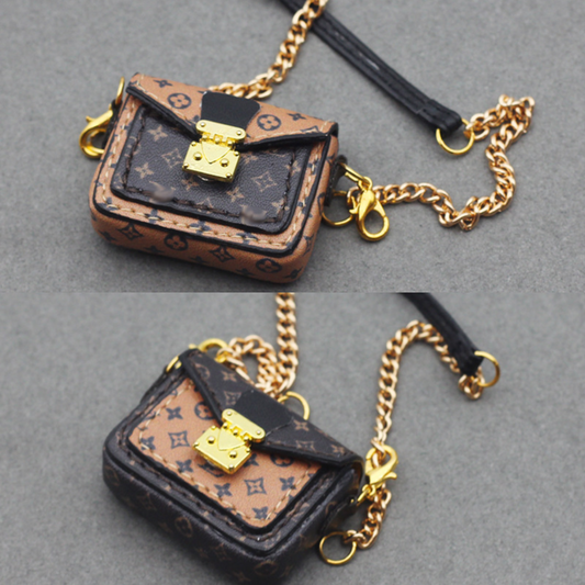 4inch bag charm cute custom bags - dark brown/light brown colorblock crossbody bag