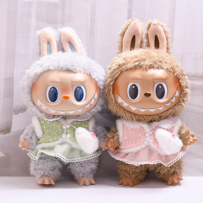 15inch plush cute custom clothes outfits - pink/green dress with heart bag