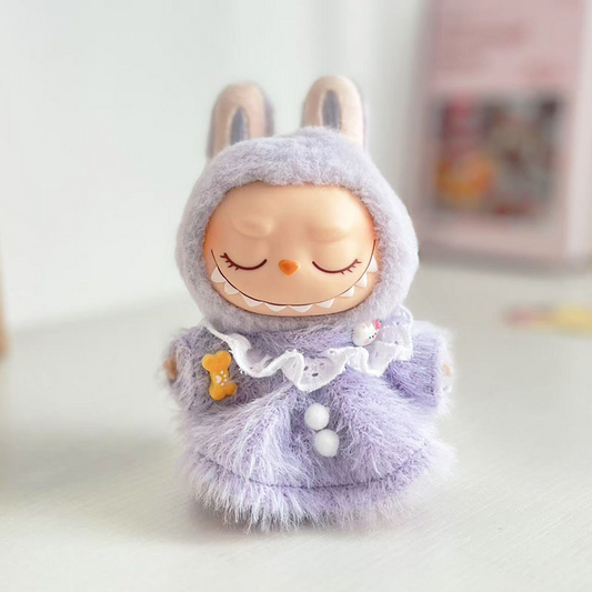 4inch bag charm cute custom clothes outfits - Purple fluffy dress - 053132