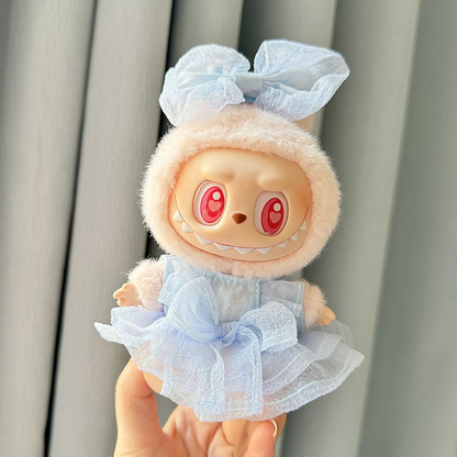4inch bag charm cute custom clothes outfits - blue dress - 020222