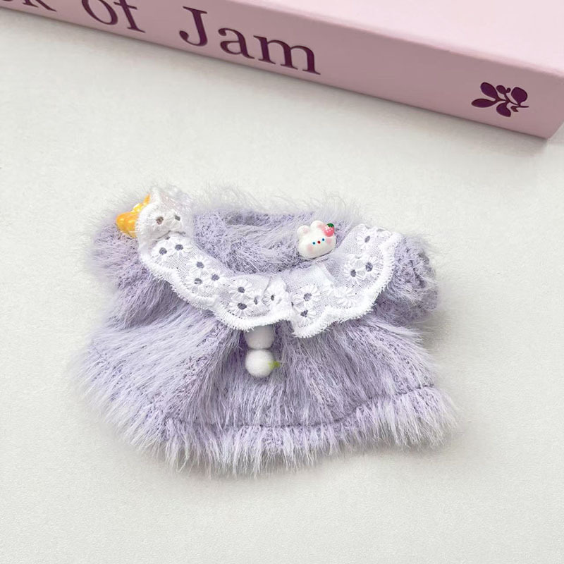 4inch bag charm cute custom clothes outfits - Purple fluffy dress - 053132