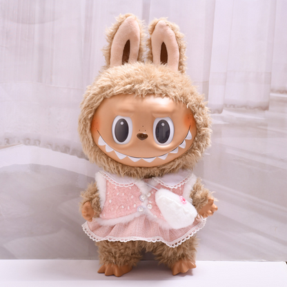 15inch plush cute custom clothes outfits - pink/green dress with heart bag