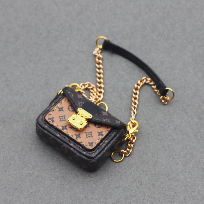 4inch bag charm cute custom bags - dark brown/light brown colorblock crossbody bag - 0623B54/0623B55