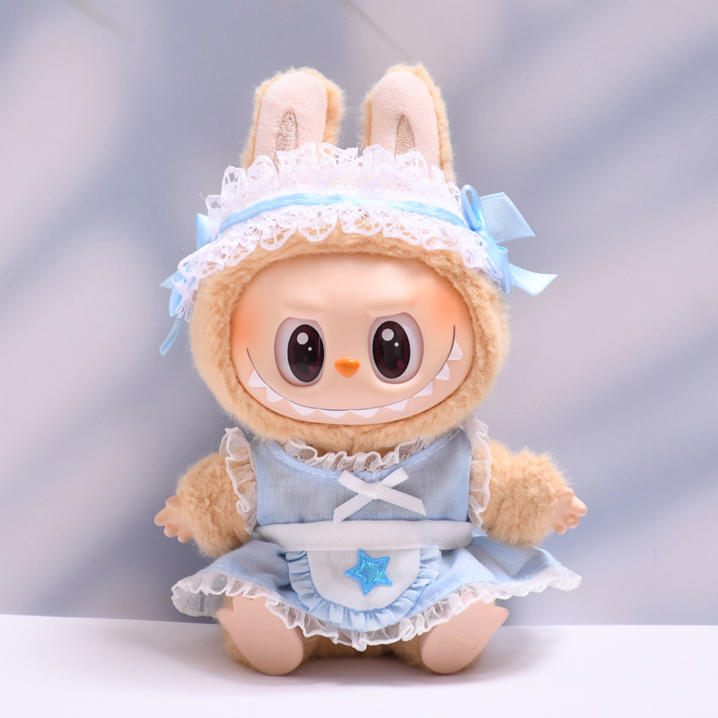 4inch bag charm cute custom clothes outfits - Blue/pink/black maid costume - 032909