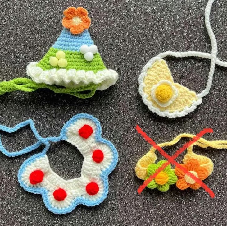 Cute custom crochet clothes outfits set of 3 - fit most small/medium size plush