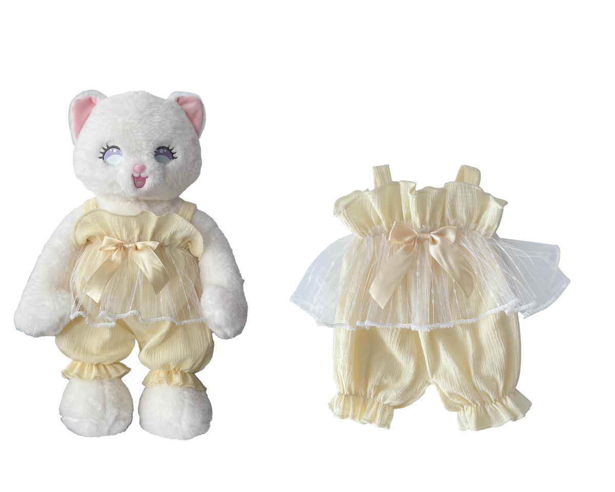 Yellow Bow Romper Dress for Bartholomew Bear Plush – 14-Inch Outfit