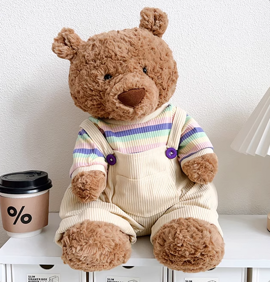 Bartholomew bear cute clothes outfits - Yellow T-Shirt & Overalls Set - BXYC05(bag charm/tiny/medium/large/huge)